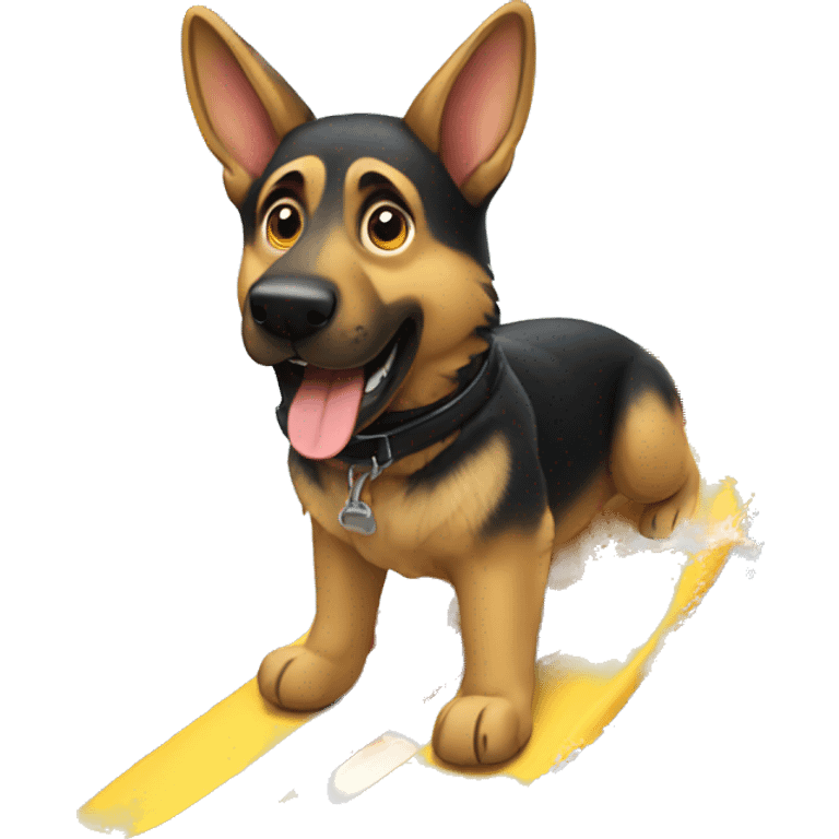 German shepherd surfing emoji