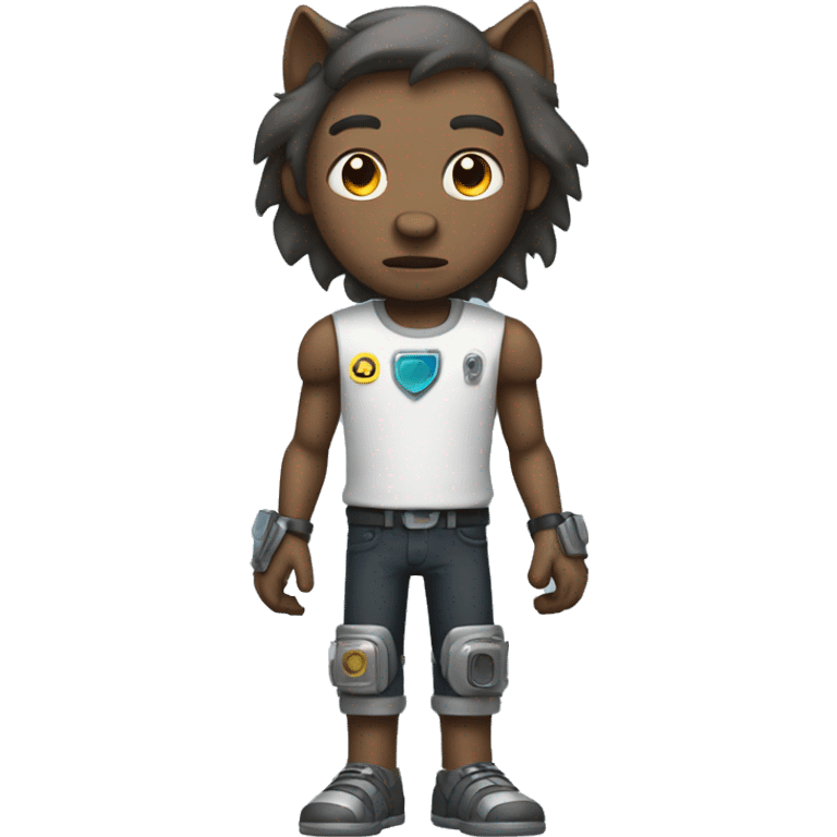 a man named Pre is half wolf with robot arms emoji