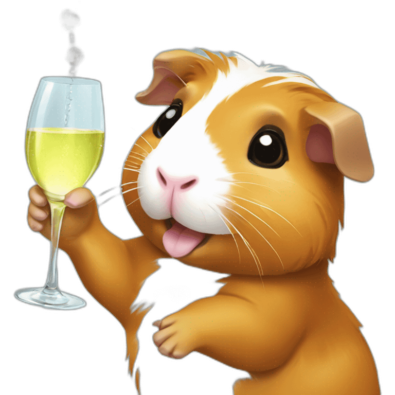 a guinea pig trinking sparkling wine emoji