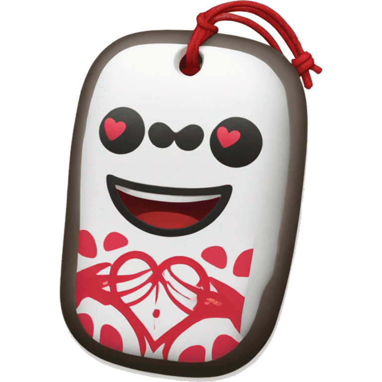 A Japanese omamori with a love heart on it emoji