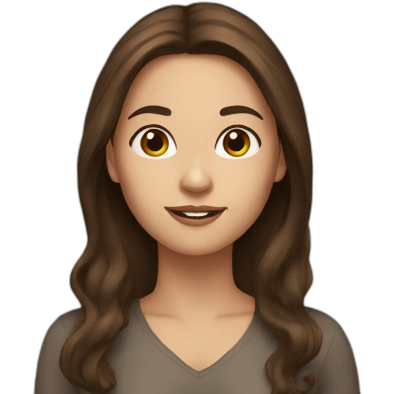 Woman,long brown hair,dark brown eyes,  emoji