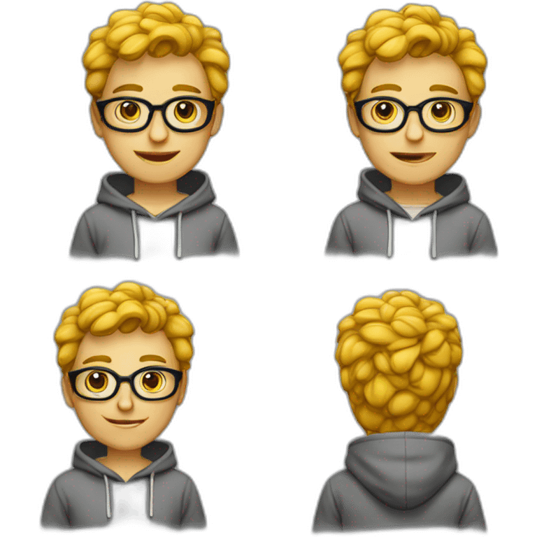 nerd with glasses on pc abd hoodie emoji