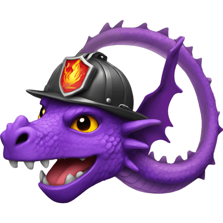 Purple dragon with Firefighter helmet emoji