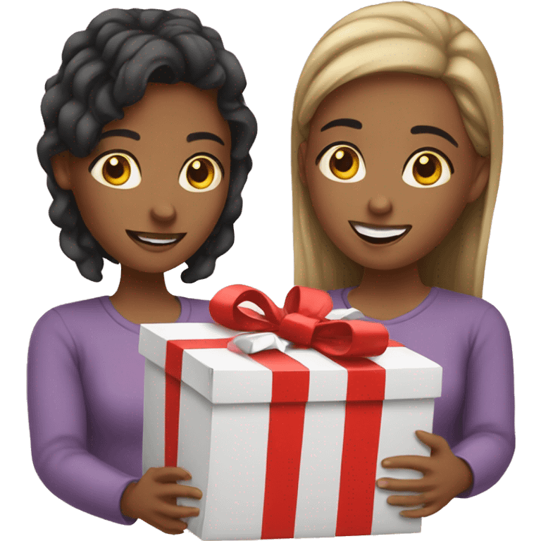 girls give gift emoji