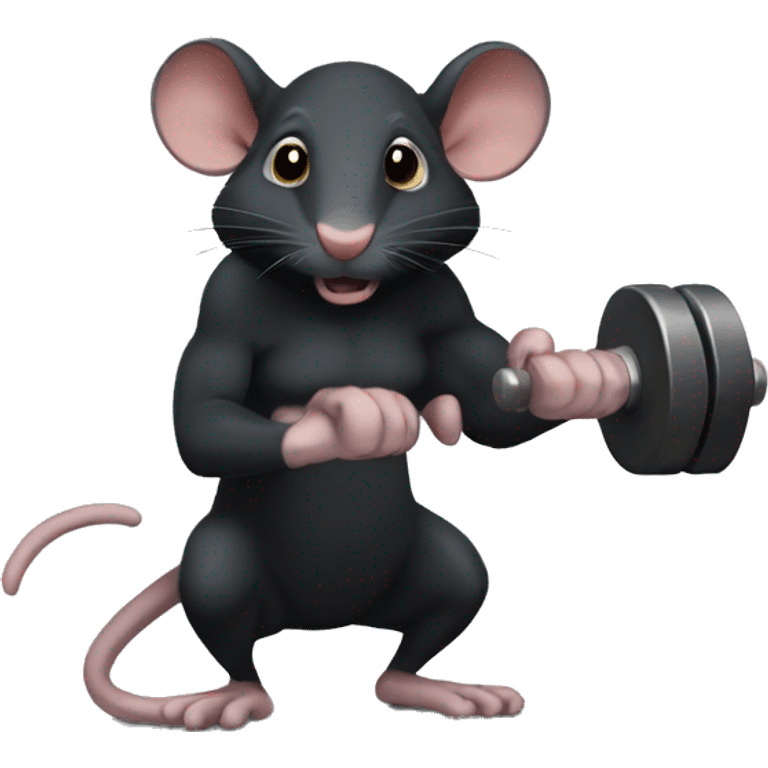 Dumbbell black rat emoji