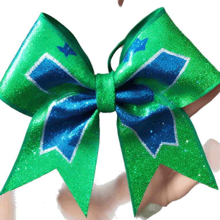 allstar cheer sparkle bow blue and green emoji