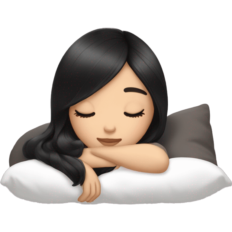 Coquette asian black hair girl sleeping  emoji