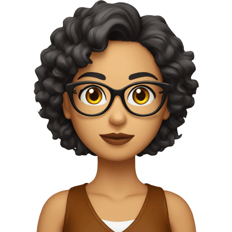 Chica blanca rizada con cat-eyeglasses  emoji