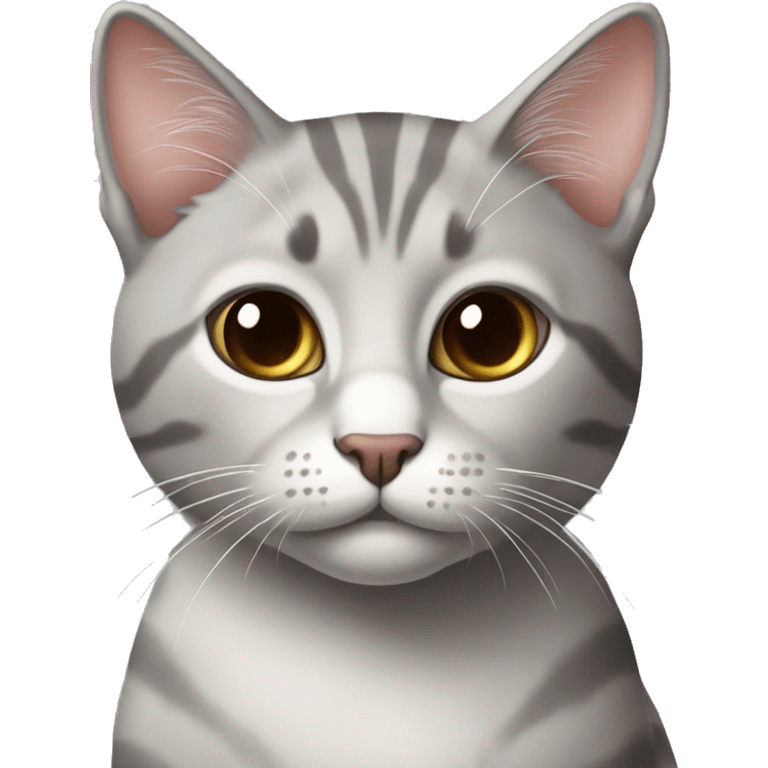 Gato con pelo gris claro y ojos marrones  emoji