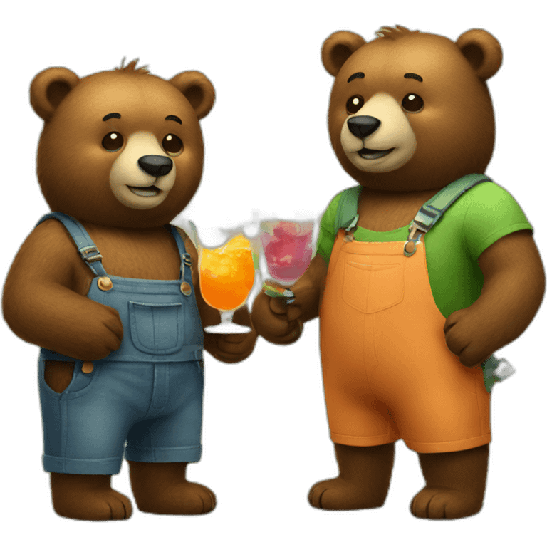 two bears drinking a cocktail emoji