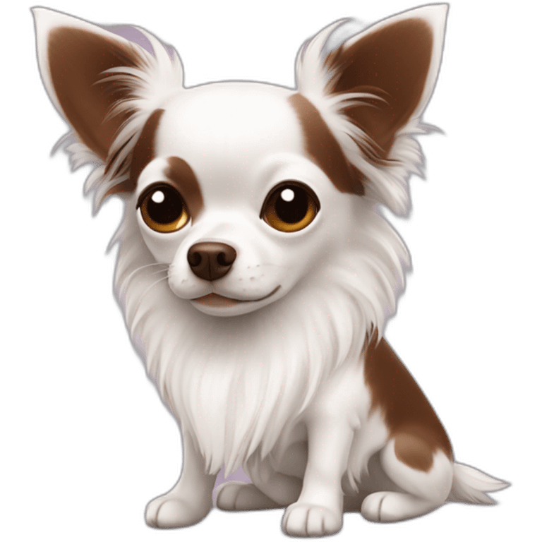 Chihuahua branco e chocolate pelo longo emoji