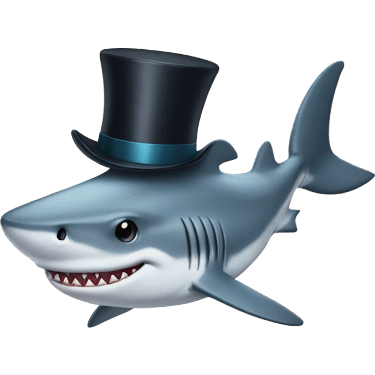 Shark with a top hat emoji