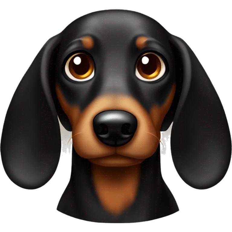 A wiener dog with glowy eyes black and brown emoji