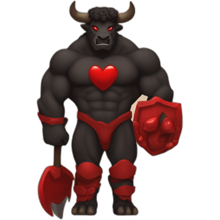 The black and red Minotaur love emoji