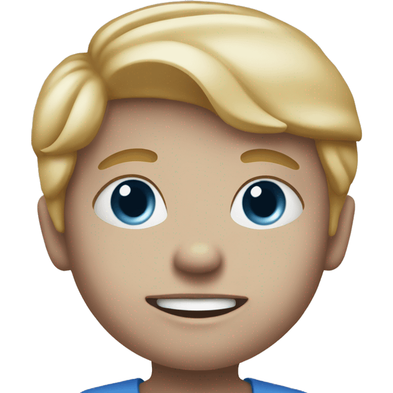 a blond toddler with blue eyes with pbj on his face emoji