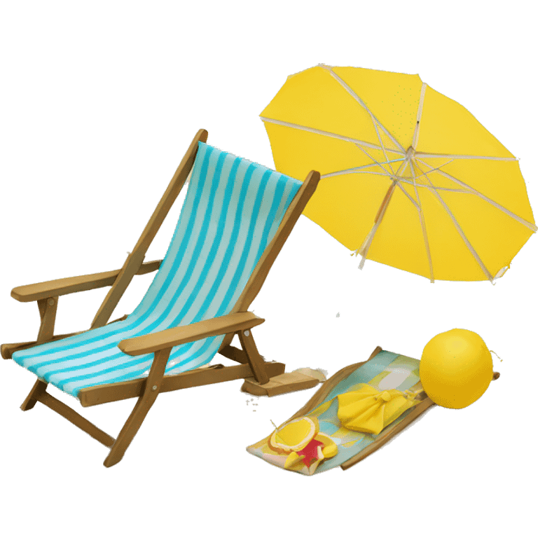  deckchair and yellow parasol at the beach emoji