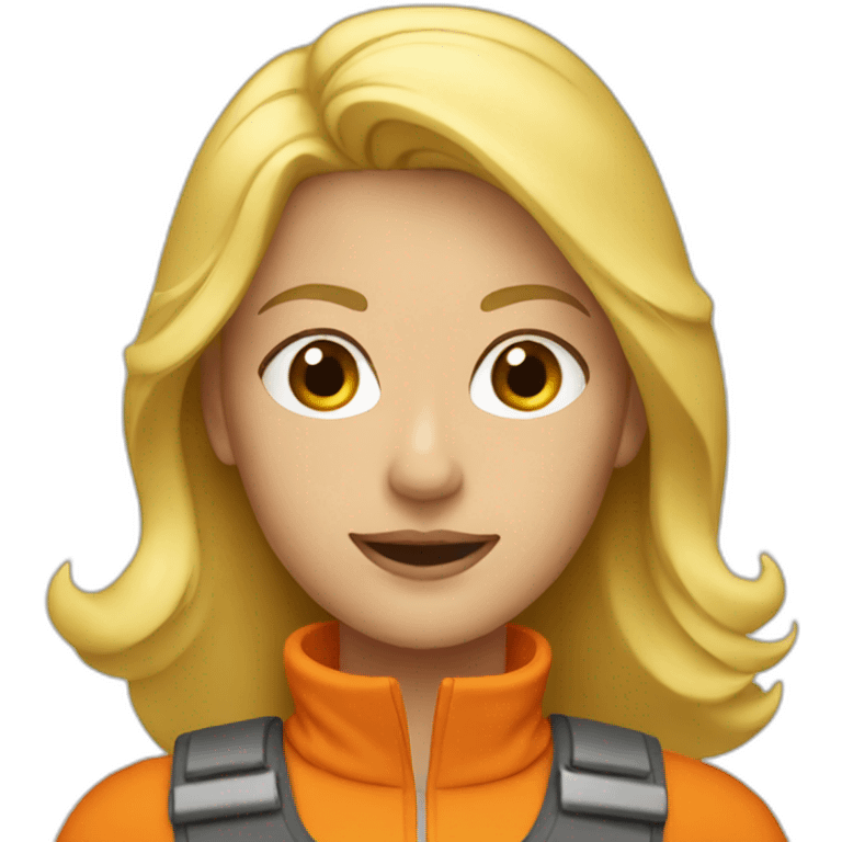 blonde woman in orange vest emoji