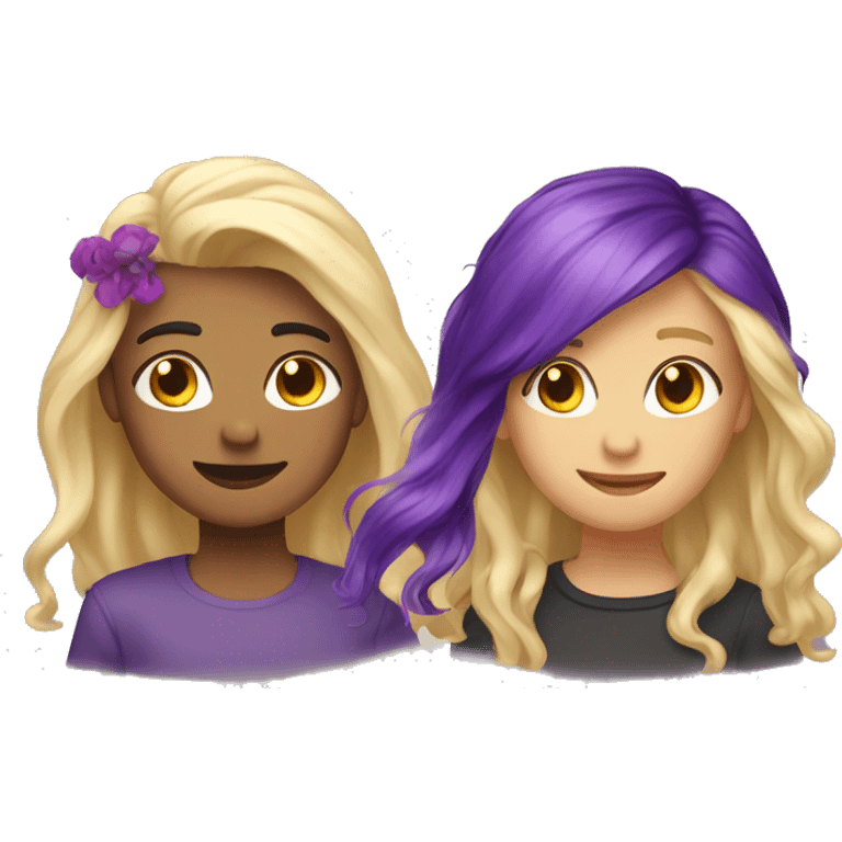 two best friends one with dirt blond hair and one with purple hair  emoji