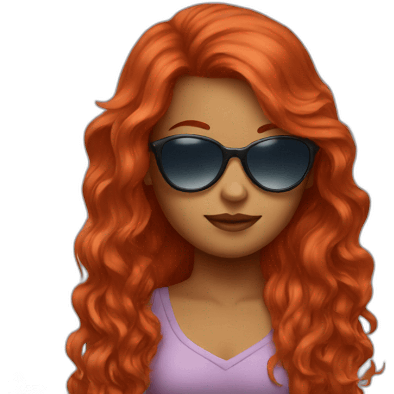 Red hair girl with sunglasses emoji