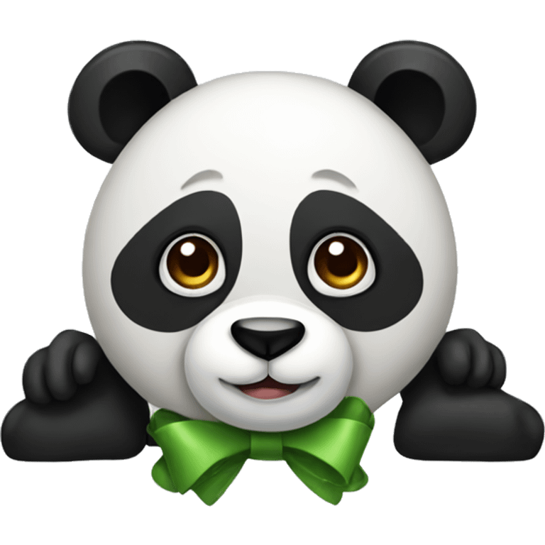 A panda wearing a bow  emoji