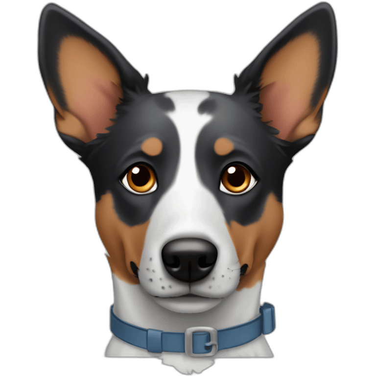 blue heeler mix dog with brown eyes and floppy ears emoji