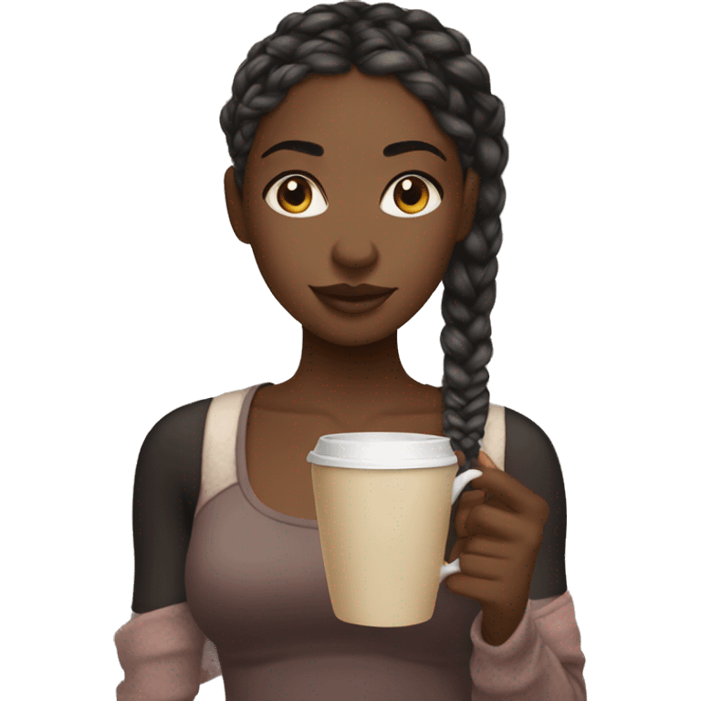 Black girl with braids, a crop top and drinking tea emoji