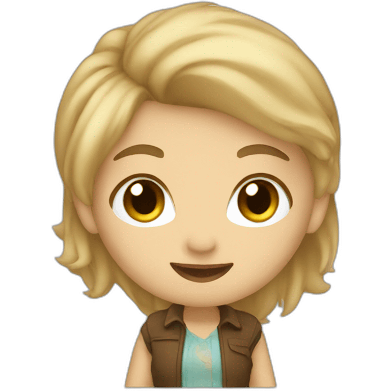 brown-blonde chibi waving hello emoji