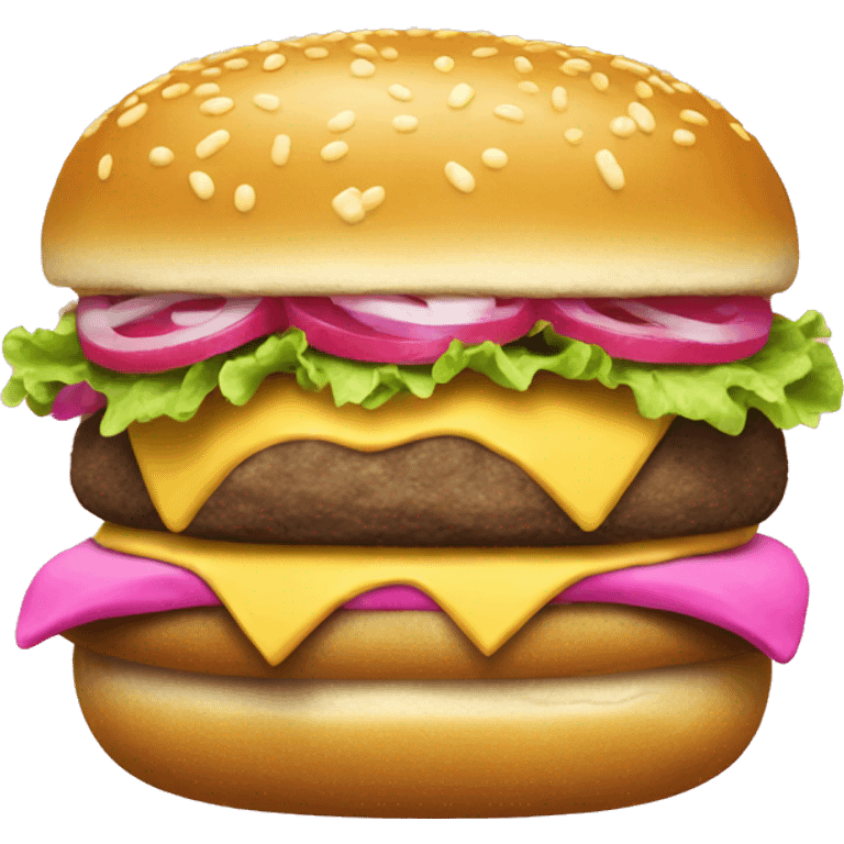 Realistic Pink and gold cheeseburger emoji