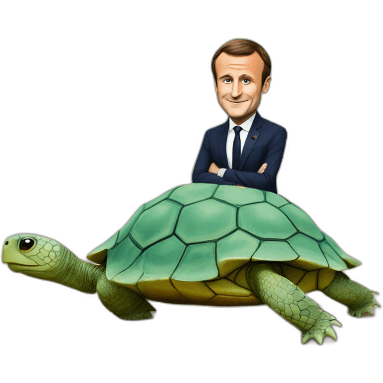 Emmanuel Macron sur une tortue emoji