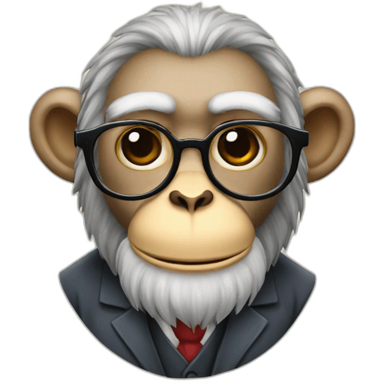 professor monkey with beard, glasses, mustache with money emoji