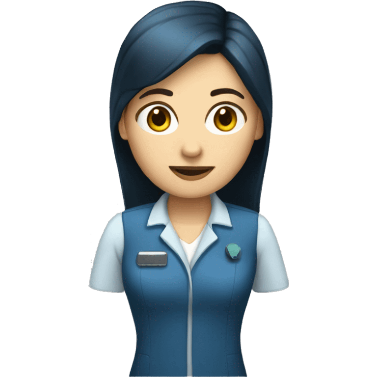 Woman technologist dark hair blue ey emoji