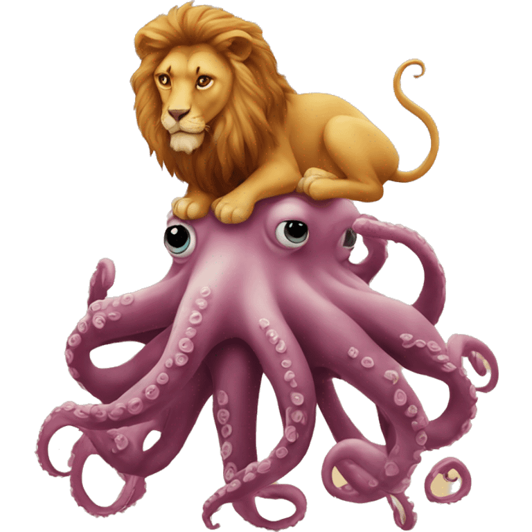 An octopus on top of a lion emoji