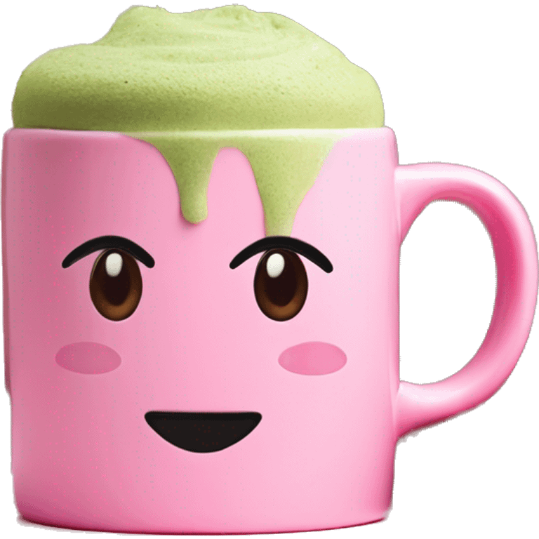 Matcha in a pink mug￼ emoji