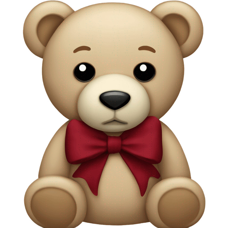 Beige teddy bear with a dark red bow emoji