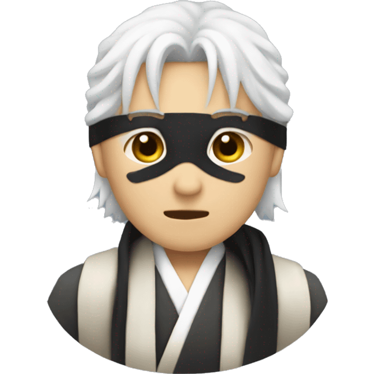 Japanese guy with white hair and a black blindfold  emoji