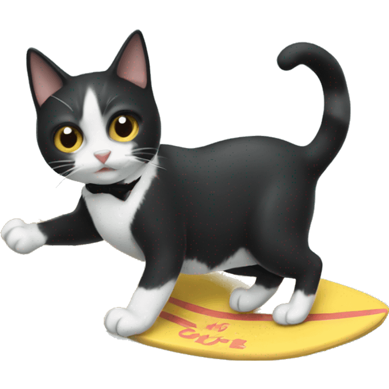 Tuxedo cat surfing  emoji