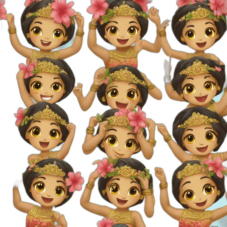 Groupe de petites filles danseuses de Bali danse  emoji