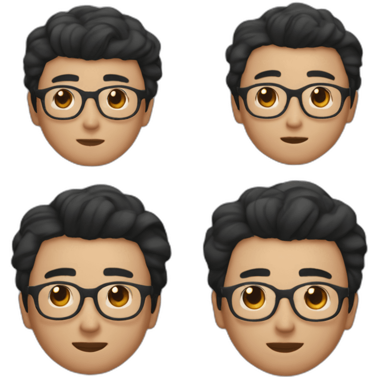 30 Asian man with no facials hair thick round black glasses and losts of freckles and gelled back black hair emoji