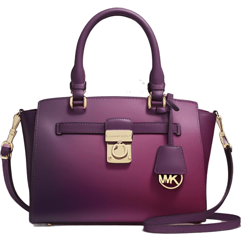 Realistic isolated plum purple to wine color ombre michael kors satchel purse.  emoji