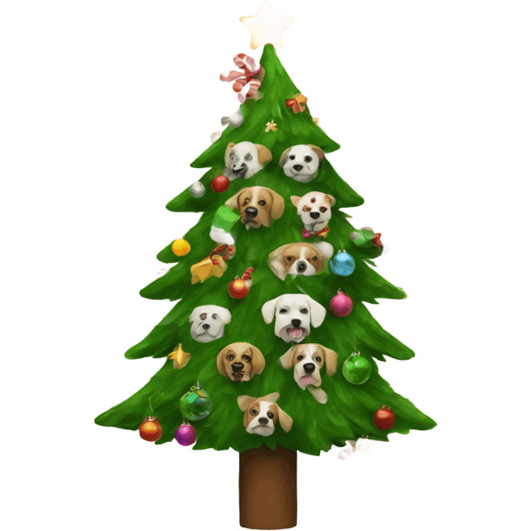 create a video of a Christmas tree made of many dogs and cats emoji