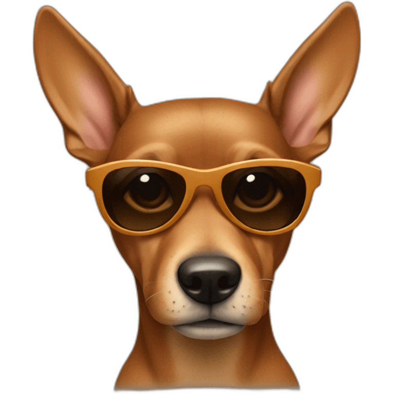 Pincher Dog brown fur with sunglasses emoji