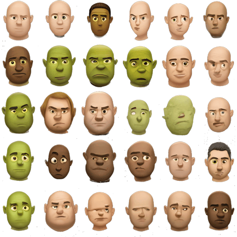 Mix of Shrek and a fat human without hair emoji