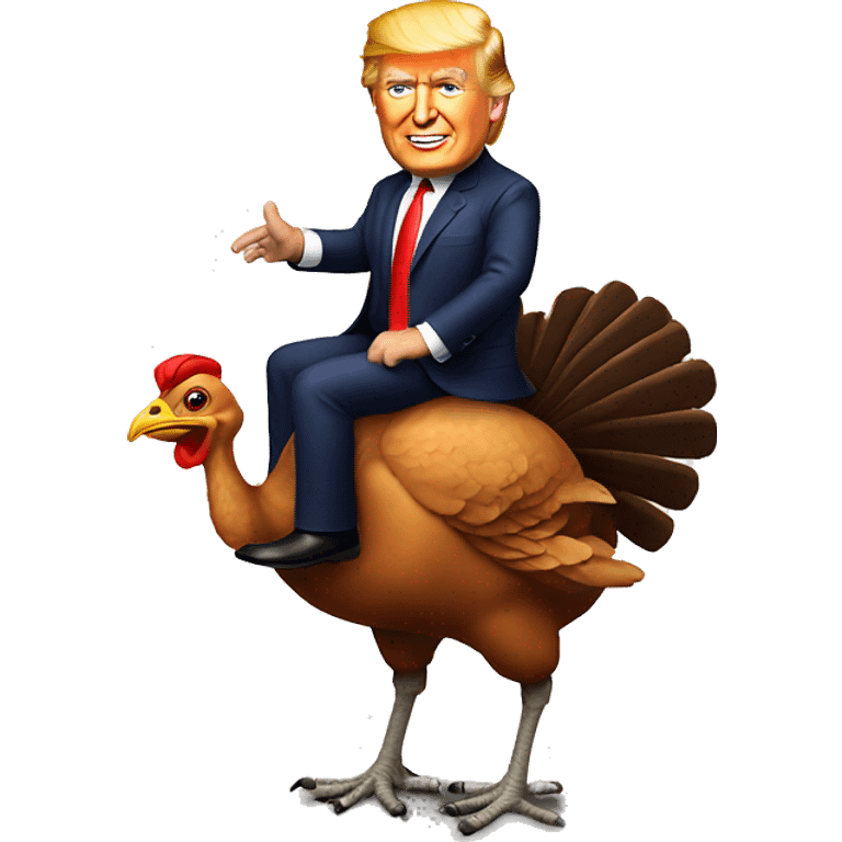 Donald Trump riding a turkey emoji