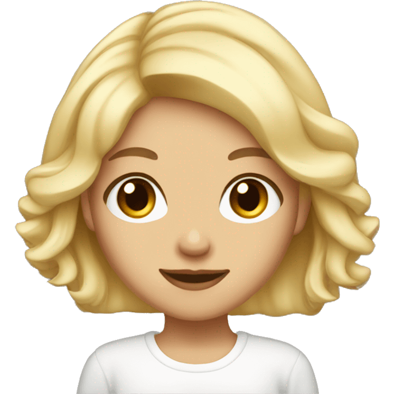 blonde girl with brown eyes, young emoji