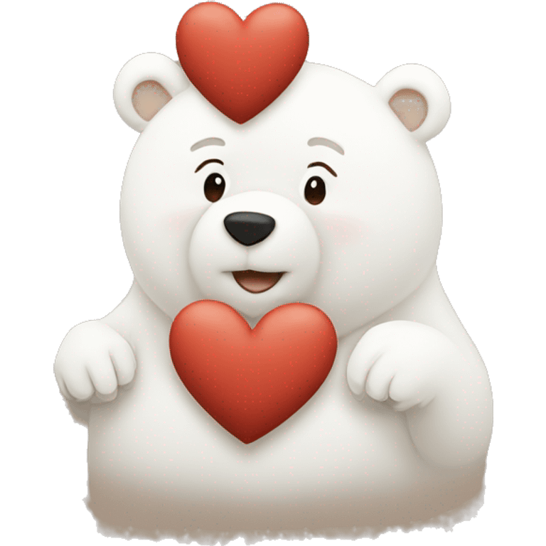 One white bear kissing one brown bear hearts all around them emoji