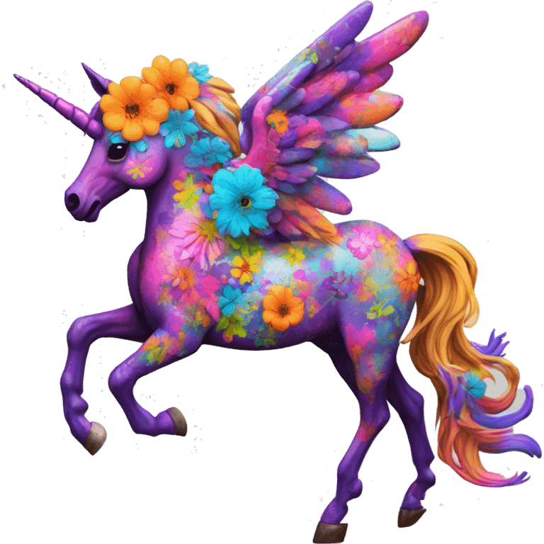 Graffiti Trippy patchwork Zombie Pegasus unicorn psychedelic flowers floral groovy art neon rave raving emoji