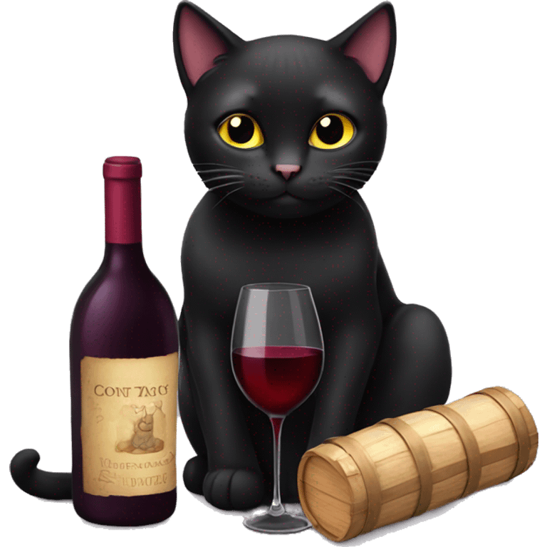 black cat with wine emoji