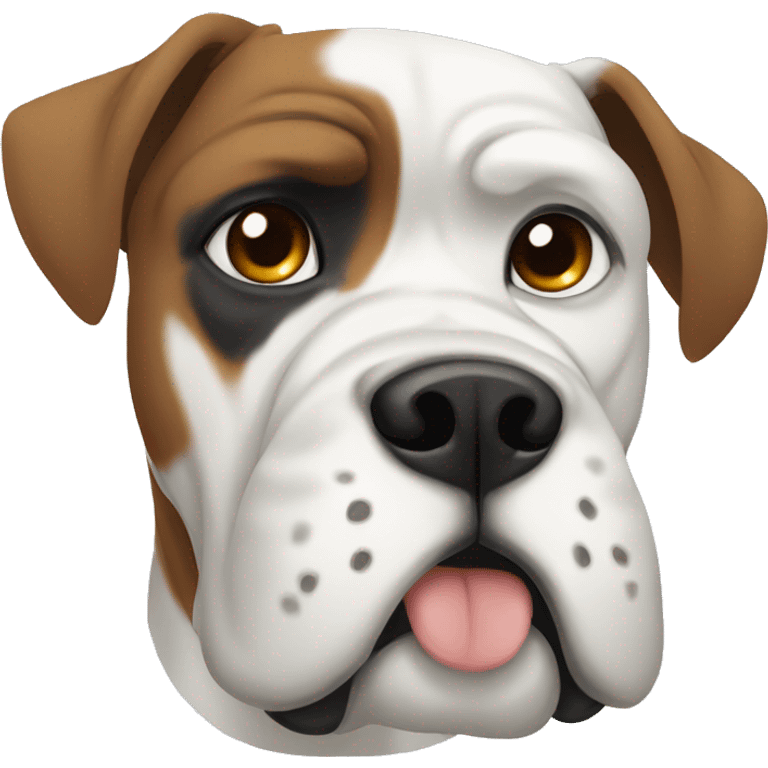 White boxer dog with one brown eye patch  emoji