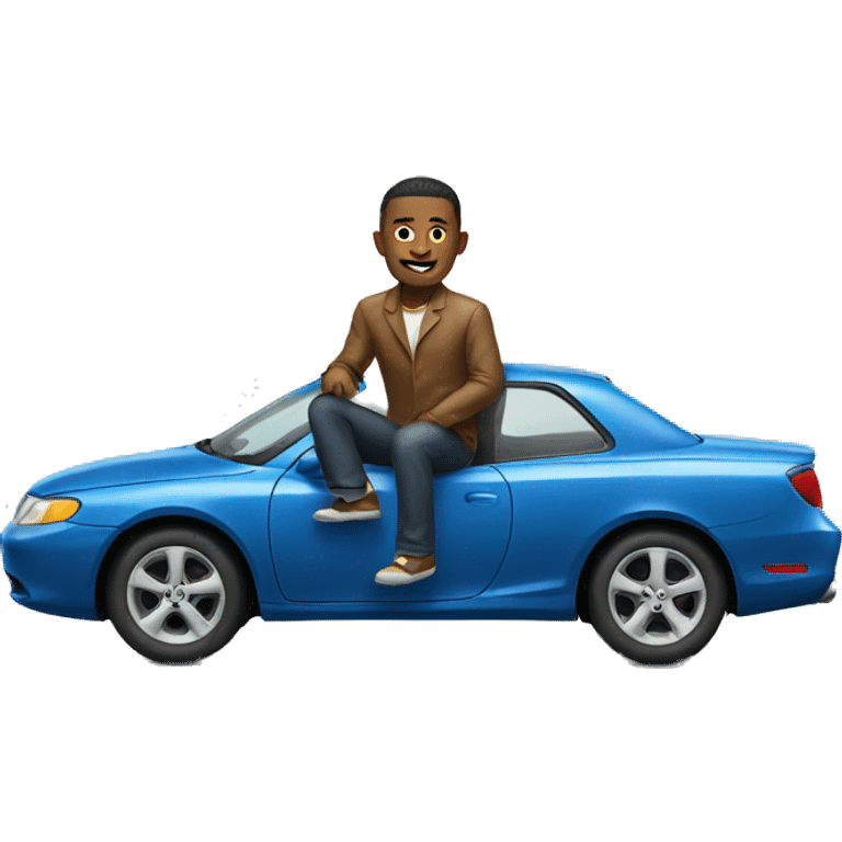 man sitting on top of car emoji