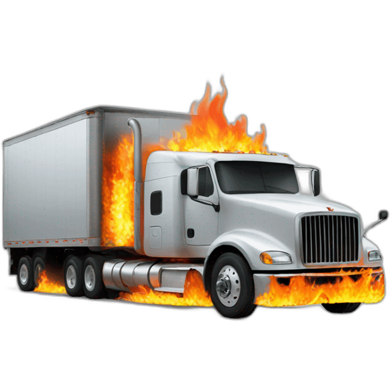 semi truck on fire emoji